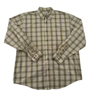 Wrangler Men M  Riata Plaid Button Down Long Sleeve Shirt Western Cowboy Vintage